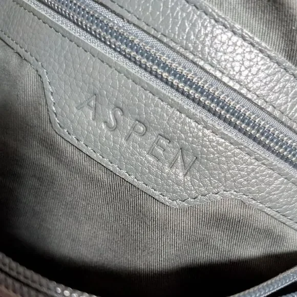 ASPEN Leather handbag sage green tote top handle pebbled quiet luxury minimalist - Picture 8 of 9